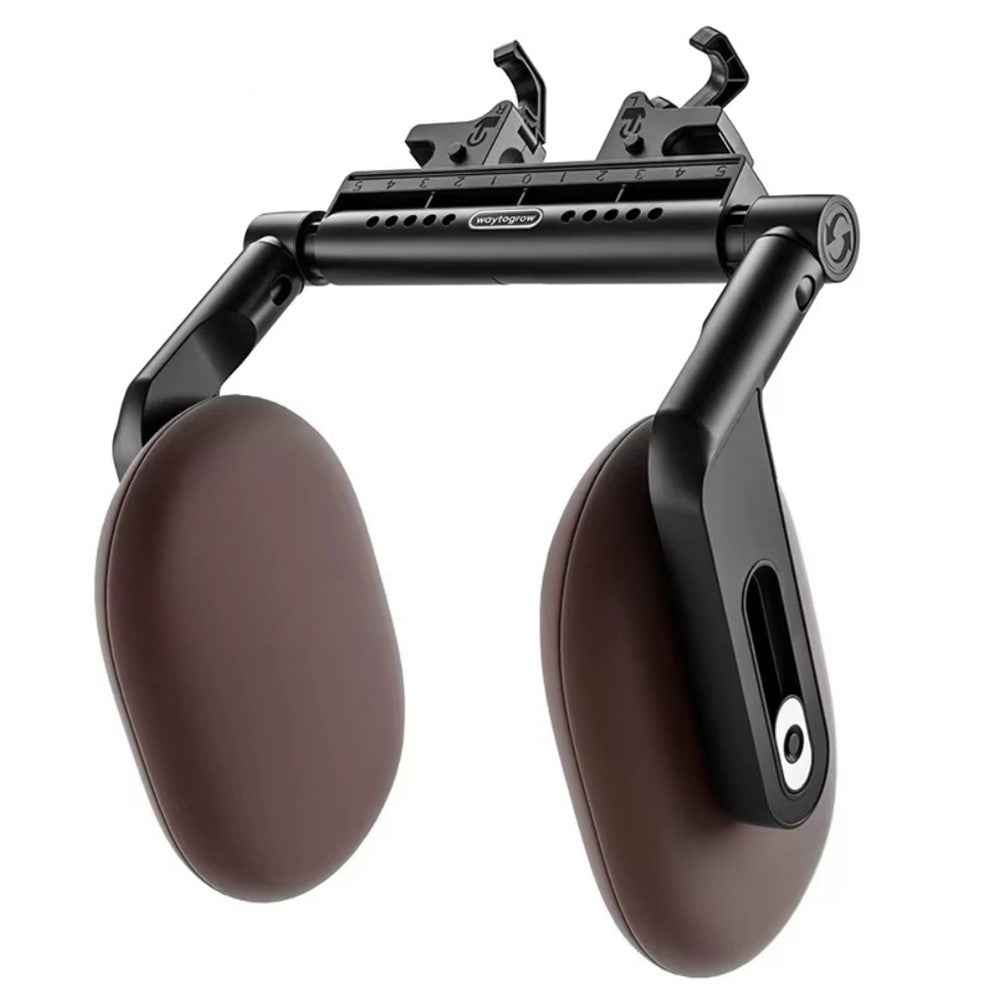Car Seat Headrest Memory Foam Pillow Side Sleeping Adjustable Head Cushion with Dual Hook - Brown