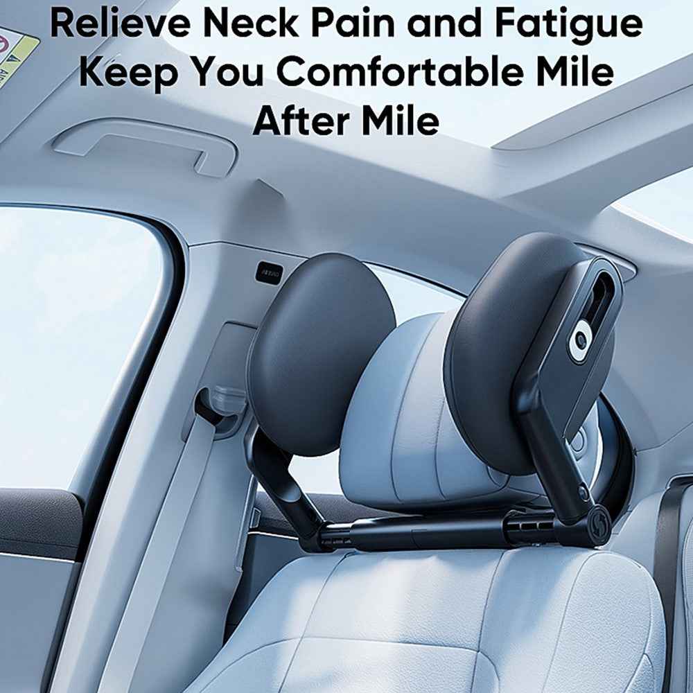 Car Seat Headrest Memory Foam Pillow Side Sleeping Adjustable Head Cushion with Dual Hook - Brown