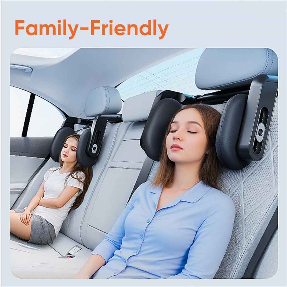 Car Seat Headrest Memory Foam Pillow Side Sleeping Adjustable Head Cushion with Dual Hook - Brown