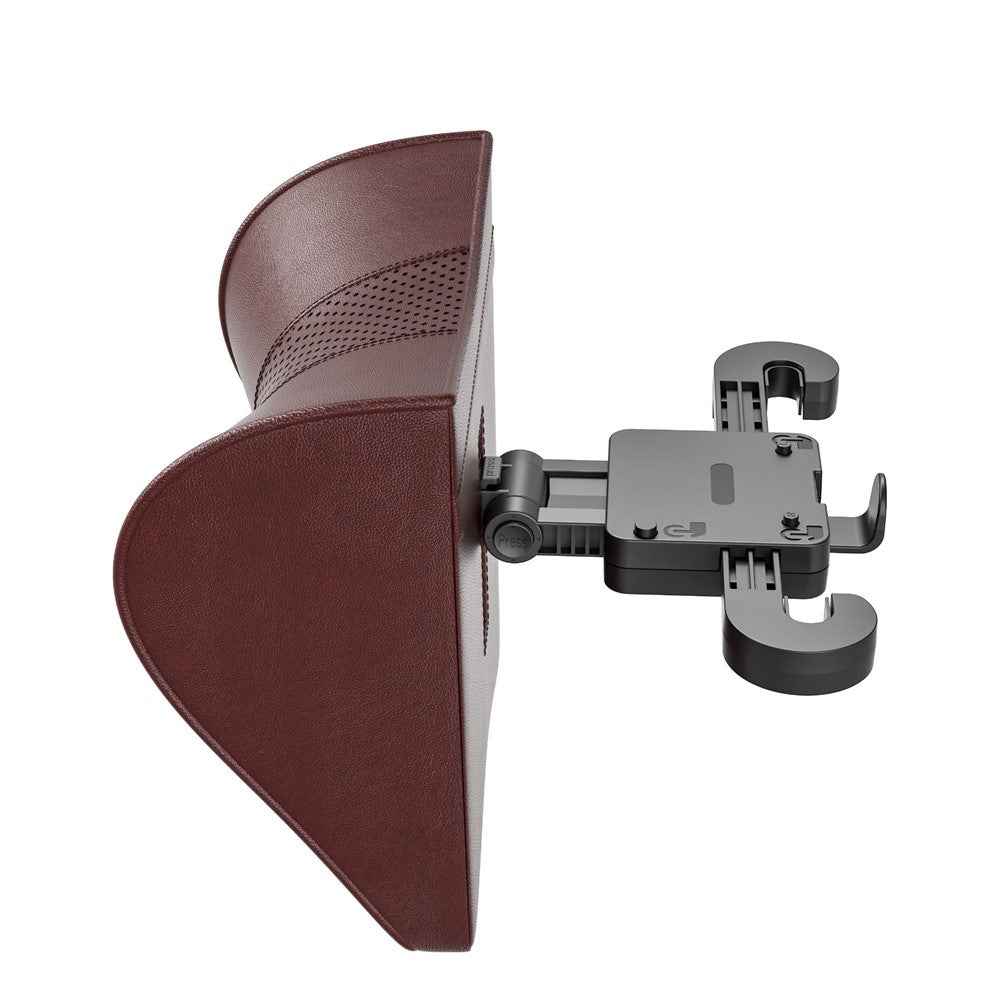 Adjustable PU Leather Car Headrest Pillow 5D Memory Foam Slow Rebound Neck Support Cushion - Coffee