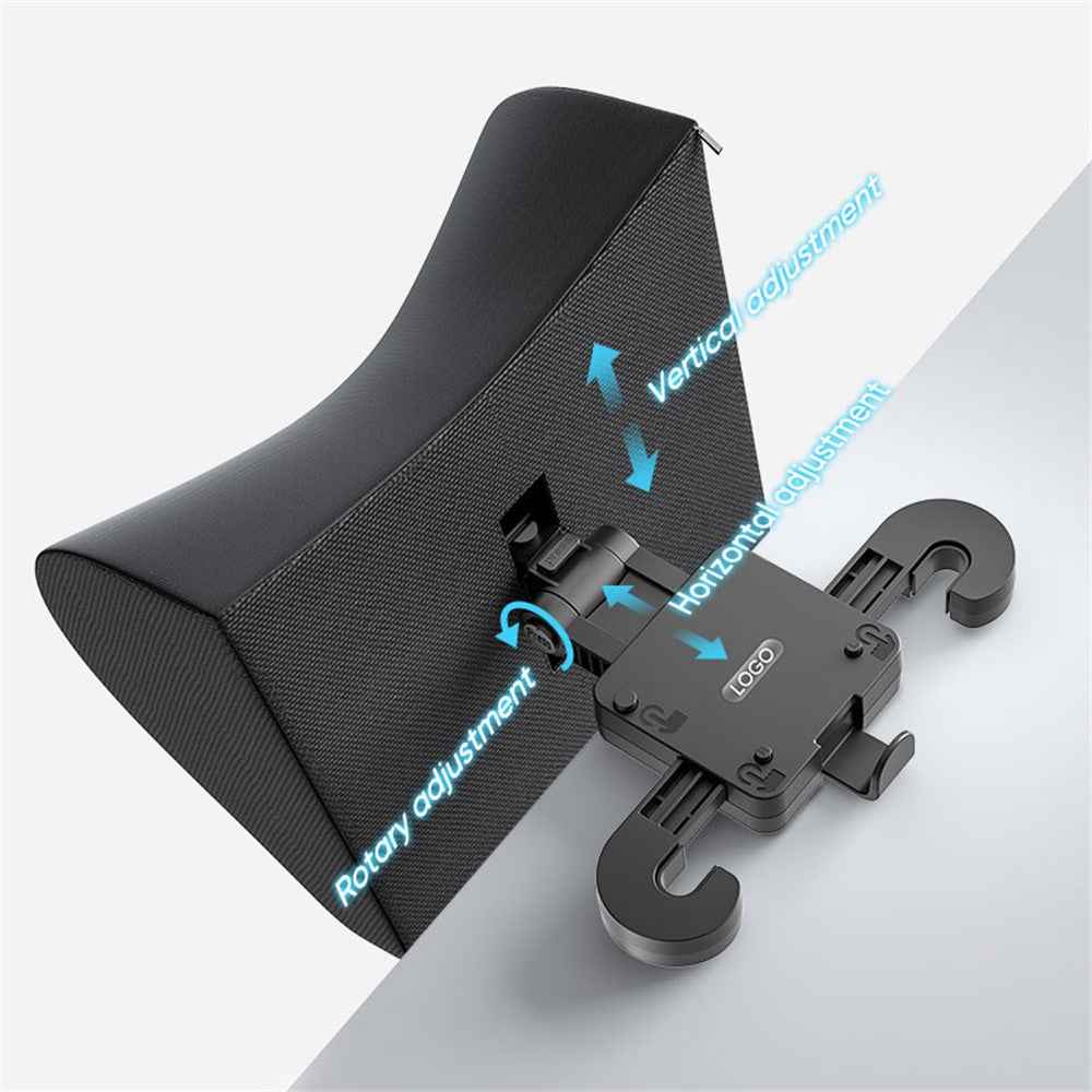Adjustable PU Leather Car Headrest Pillow 5D Memory Foam Slow Rebound Neck Support Cushion - Coffee