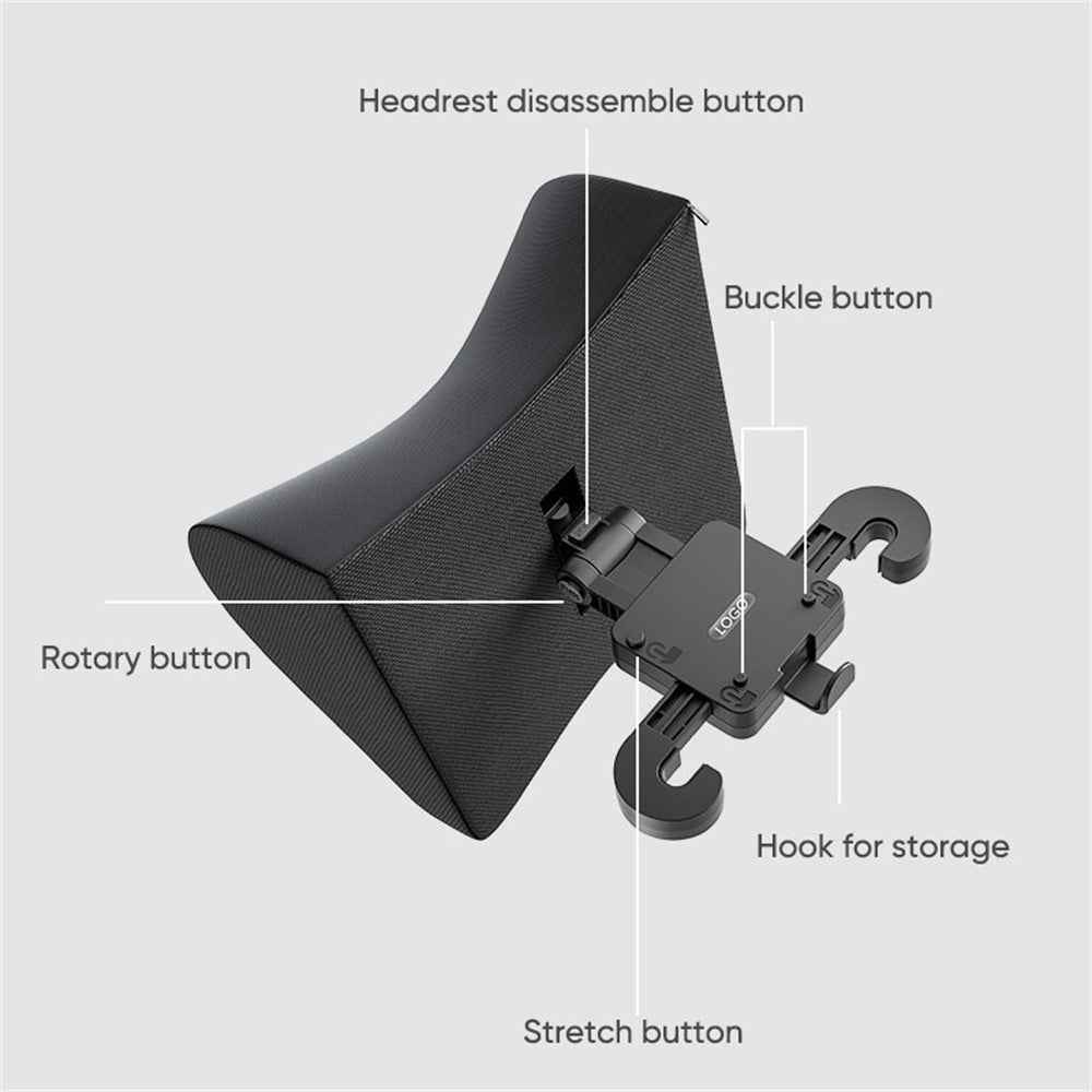 Adjustable PU Leather Car Headrest Pillow 5D Memory Foam Slow Rebound Neck Support Cushion - Coffee