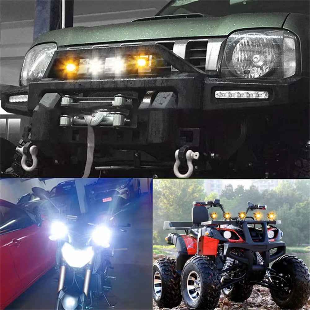 V90 Motorcycle Spotlight 30W IP65 Waterproof Fog Lamp Yellow and White Light Car LED Auxiliary Headlight