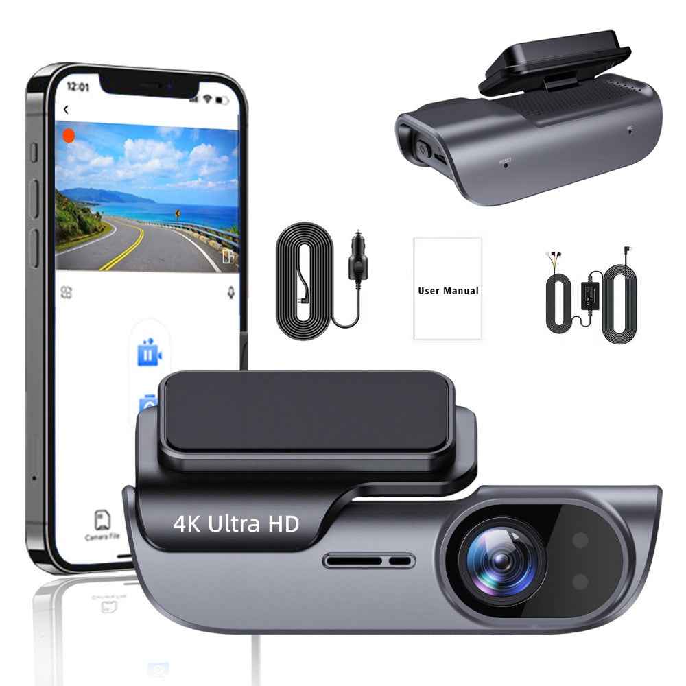 K05 4K Dash Cam WiFi HD Night Vision Car DVR Parking Monitor with Time Lapse Recording, Cigarette Lighter Power