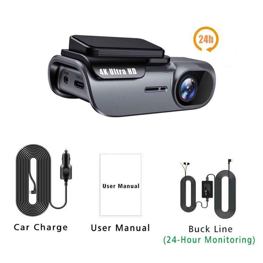 K05 4K Dash Cam WiFi HD Night Vision Car DVR Parking Monitor with Time Lapse Recording, Cigarette Lighter Power