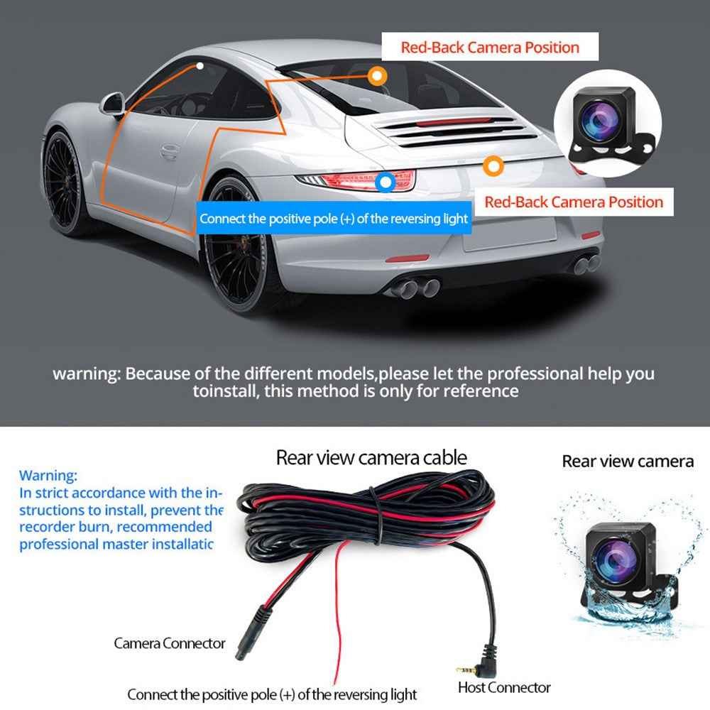 10 Inch Full Screen 2K Rearview WiFi Dash Cam Dual Lens Reverse Parking Camera, with 64GB Memory Card