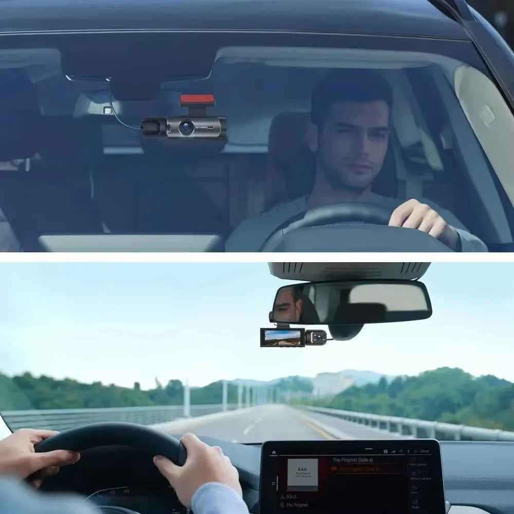 3.16 Inch IPS Screen Dual Lens Dash Cam Front and Inside Recording HD Night Vision Wide Angle Reversing Image Monitor