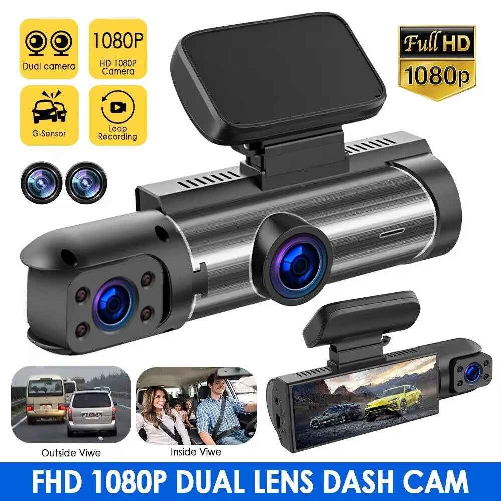 3.16 Inch IPS Screen Dual Lens Dash Cam Front and Inside Recording HD Night Vision Wide Angle Reversing Image Monitor