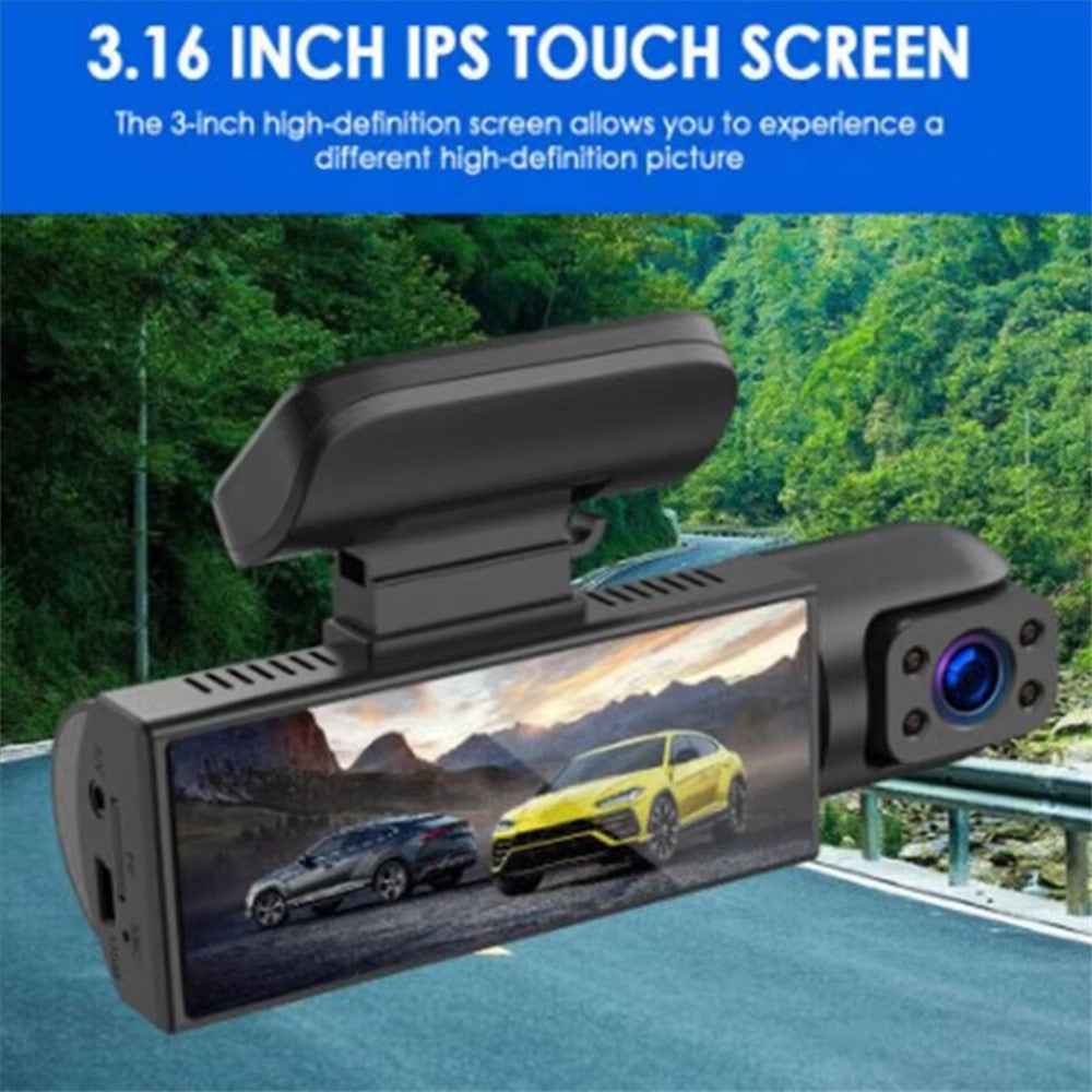 3.16 Inch IPS Screen Dual Lens Dash Cam Front and Inside Recording HD Night Vision Wide Angle Reversing Image Monitor