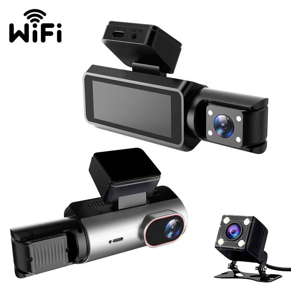 4 Inch IPS Screen 1080P Front and Inside Dual Recording WiFi Dash Cam Night Vision Wide Angle Recording Camera