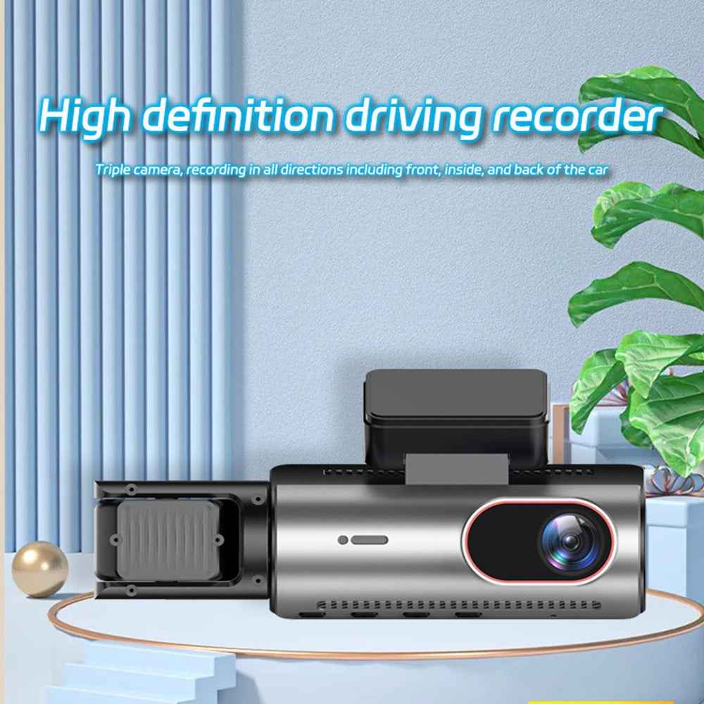 4 Inch IPS Screen 1080P Front and Inside Dual Recording WiFi Dash Cam Night Vision Wide Angle Recording Camera