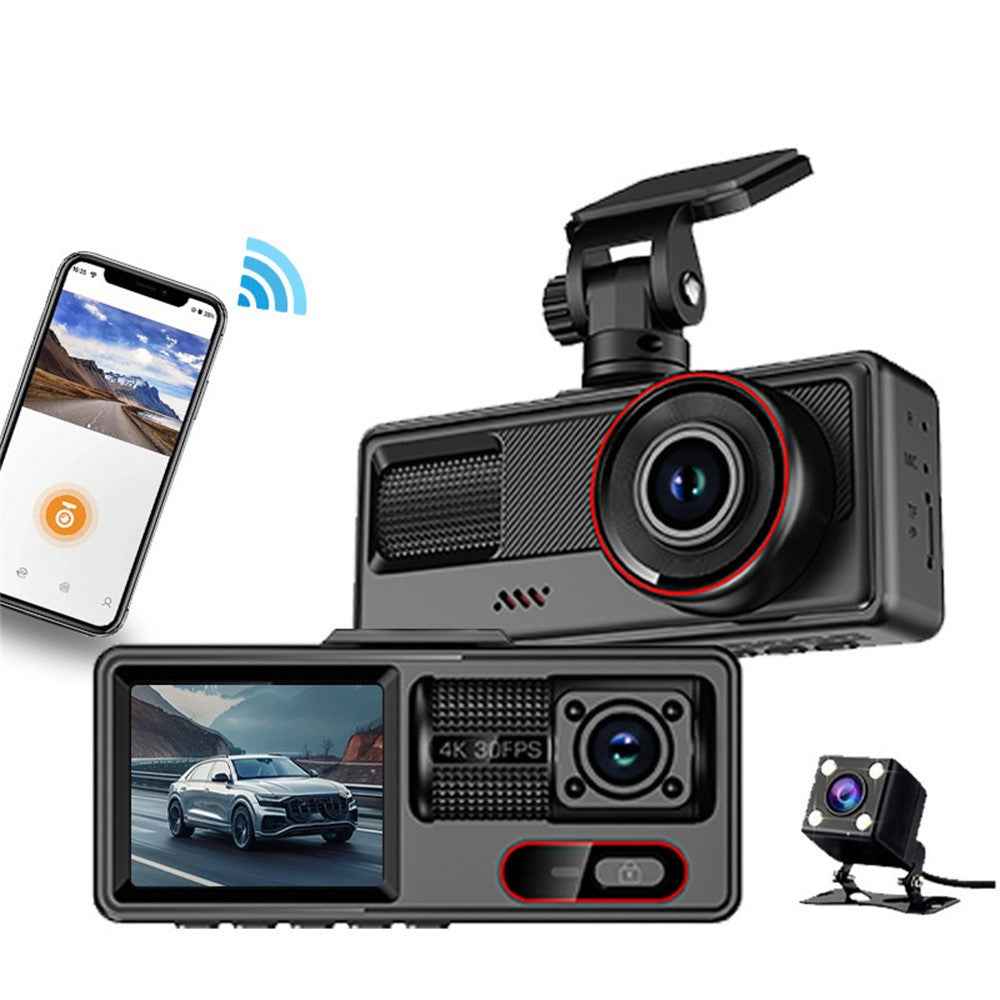 HD 1080P Triple Channel Dash Cam Loop Recording WiFi Infrared Night Vision Car DVR