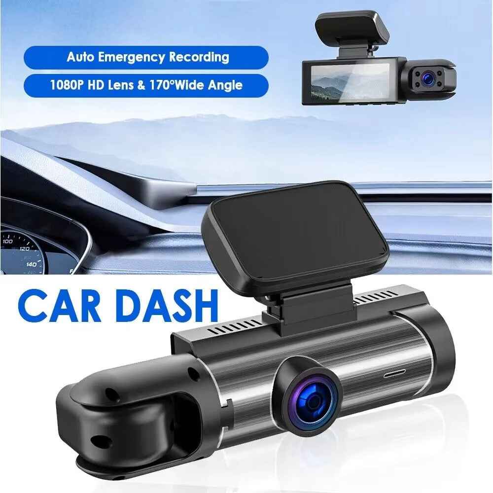 WiFi HD Dual Lens Dash Cam for Front and Inside Recording Night Vision Wide Angle Reversing Image Recorder
