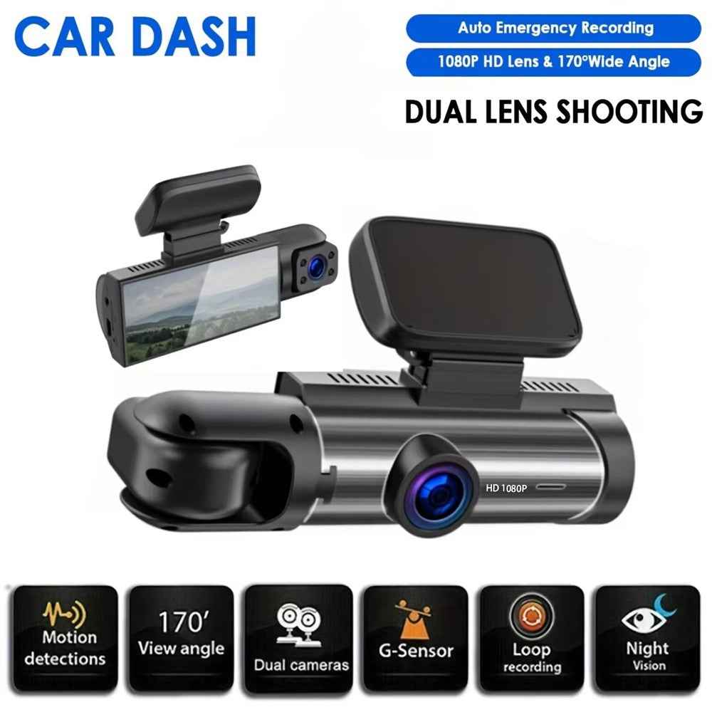 WiFi HD Dual Lens Dash Cam for Front and Inside Recording Night Vision Wide Angle Reversing Image Recorder