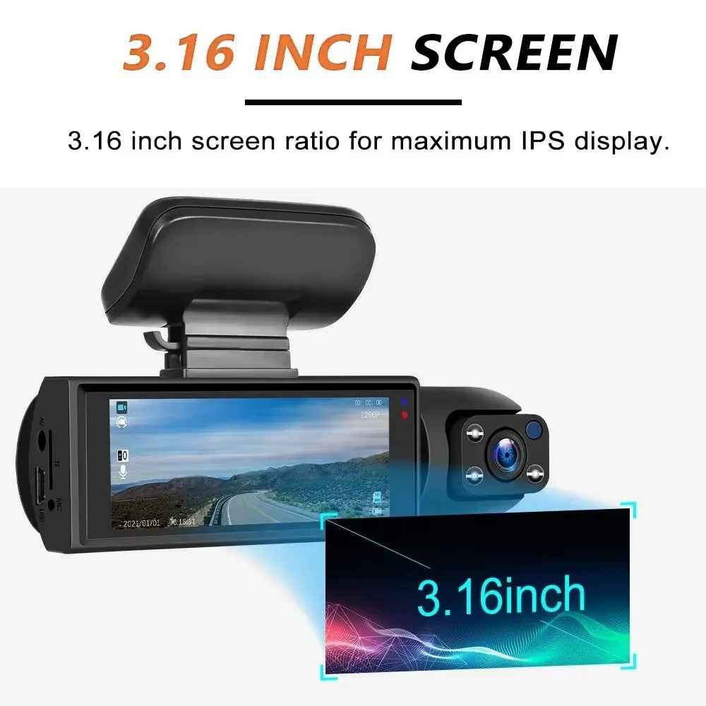 WiFi HD Dual Lens Dash Cam for Front and Inside Recording Night Vision Wide Angle Reversing Image Recorder