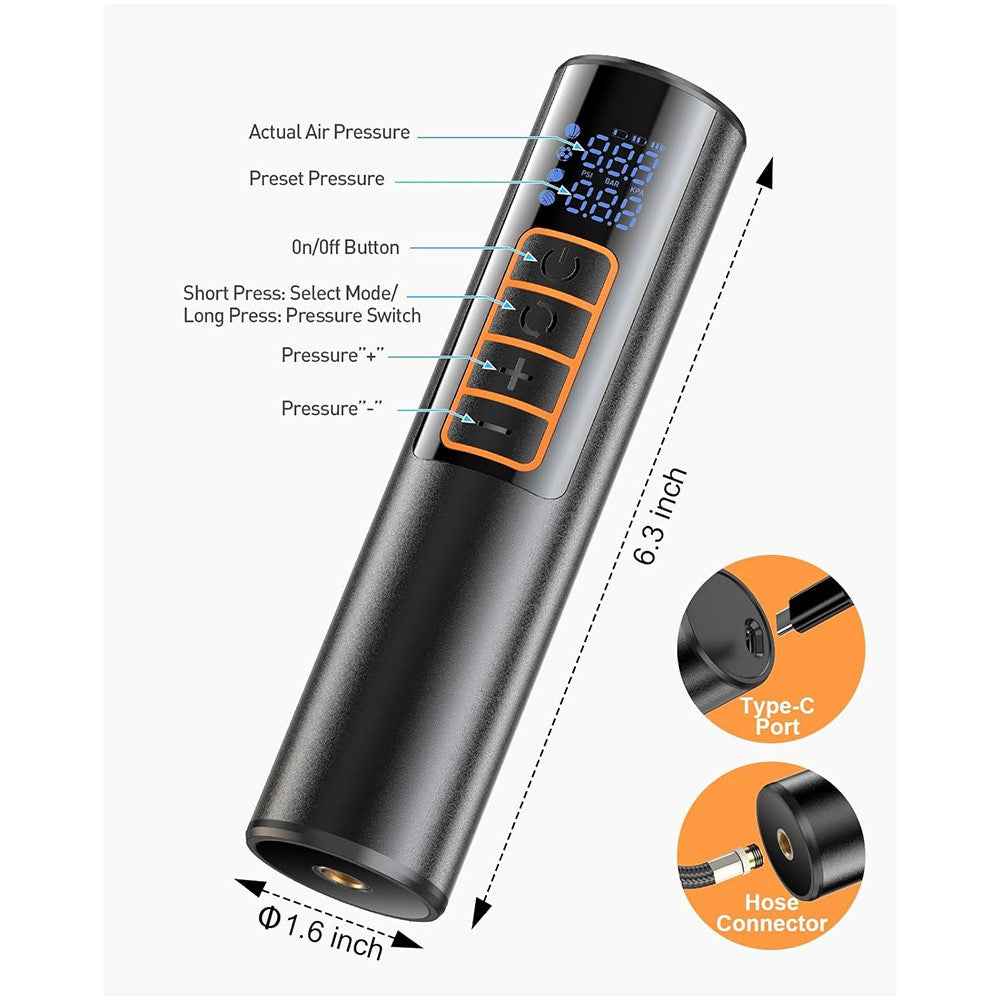 P101 Multifunction Portable Wireless Air Pump Digital Display Car Tire Inflator with LED Light
