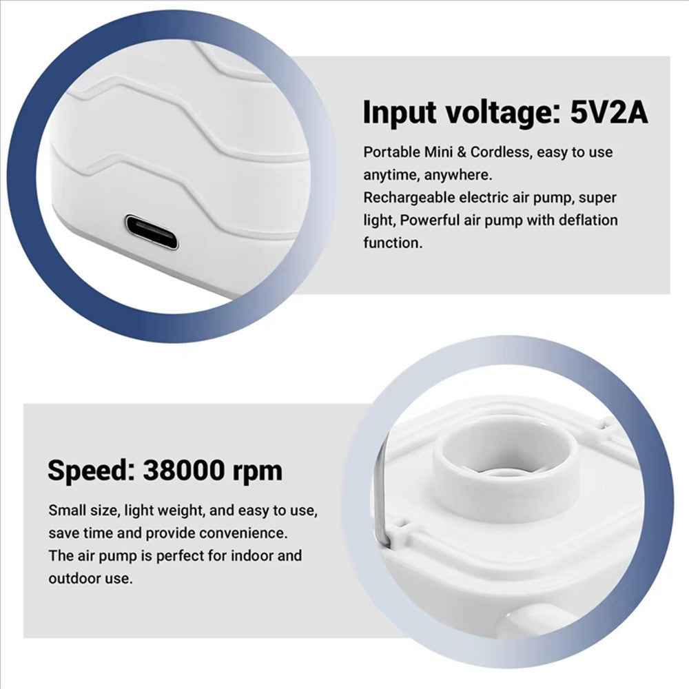 H9728 Portable Wireless Air Pump 35W 3.5kPa Rechargeable Electric Inflator Deflator for Swimming Rings Air Beds