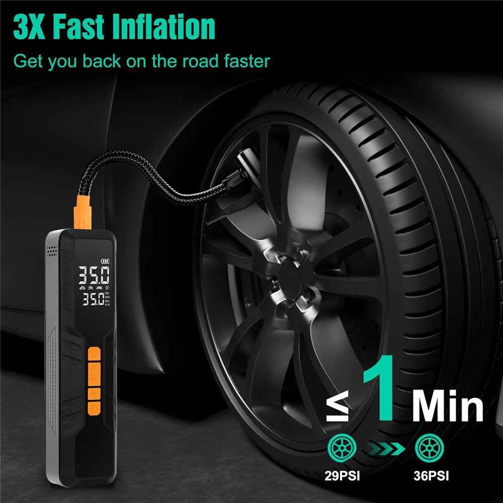 P123 Multifunctional Wireless Smart Inflator with LED Light Digital Display Portable Car Air Pump
