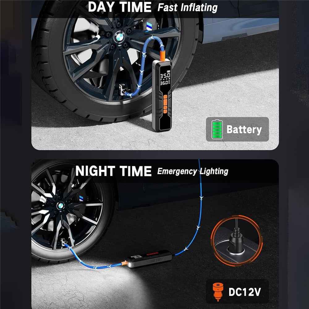 P123 Multifunctional Wireless Smart Inflator with LED Light Digital Display Portable Car Air Pump