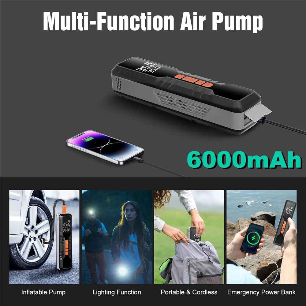 P123 Multifunctional Wireless Smart Inflator with LED Light Digital Display Portable Car Air Pump