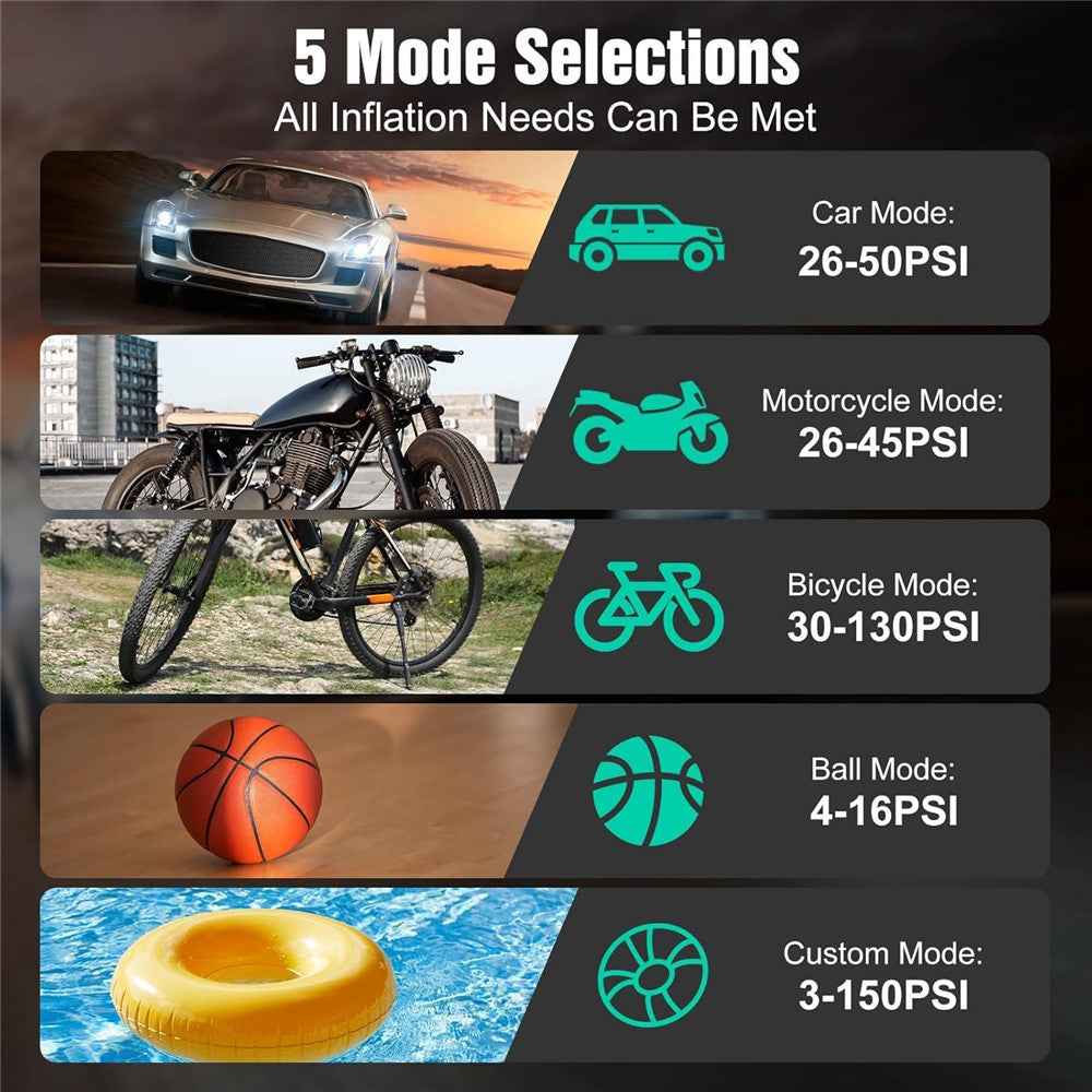 P123 Multifunctional Wireless Smart Inflator with LED Light Digital Display Portable Car Air Pump