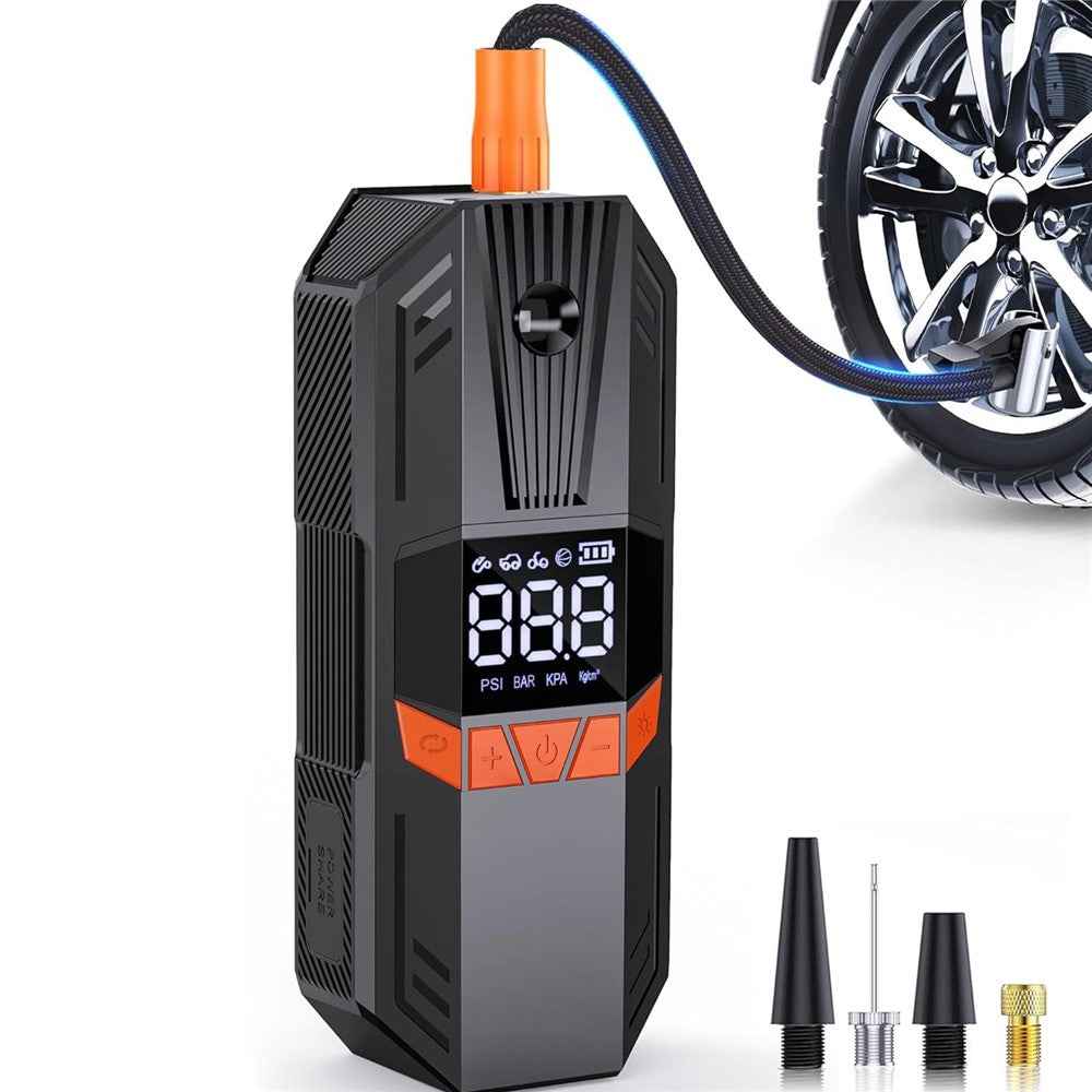 P104 Portable Air Pump Digital Display Wireless Tire Inflator with LED Light for Motorcycle / Electric Bike / Basketball