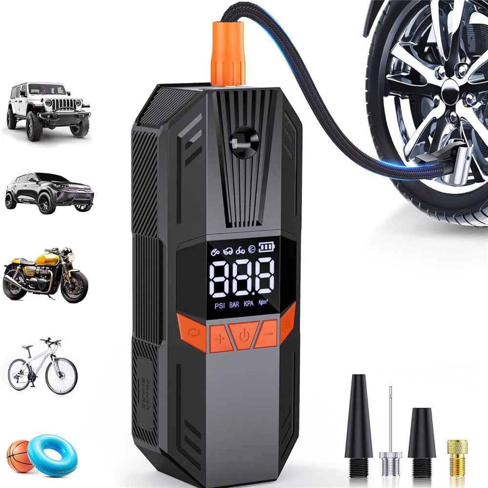 P104 Portable Air Pump Digital Display Wireless Tire Inflator with LED Light for Motorcycle / Electric Bike / Basketball
