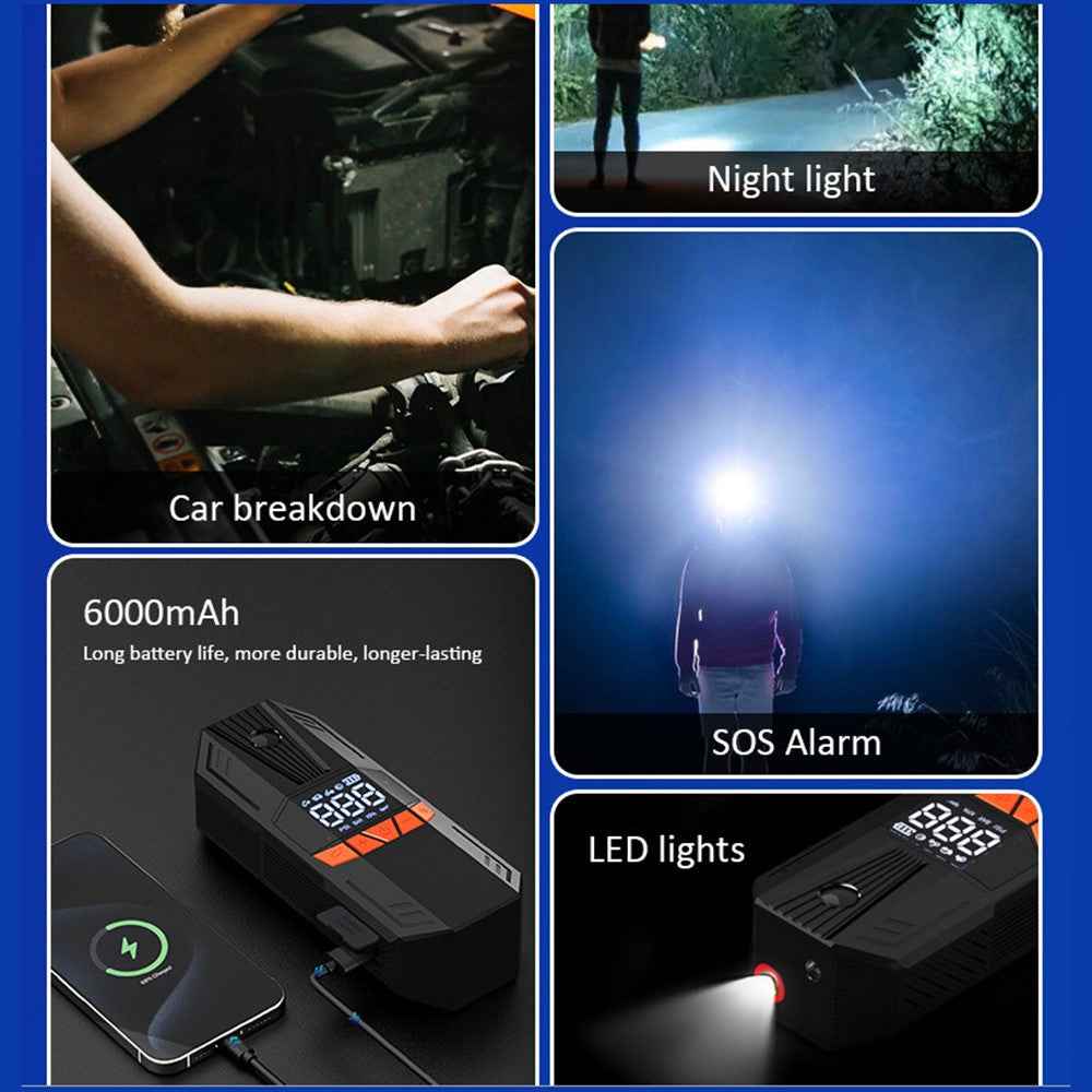 P104 Portable Air Pump Digital Display Wireless Tire Inflator with LED Light for Motorcycle / Electric Bike / Basketball