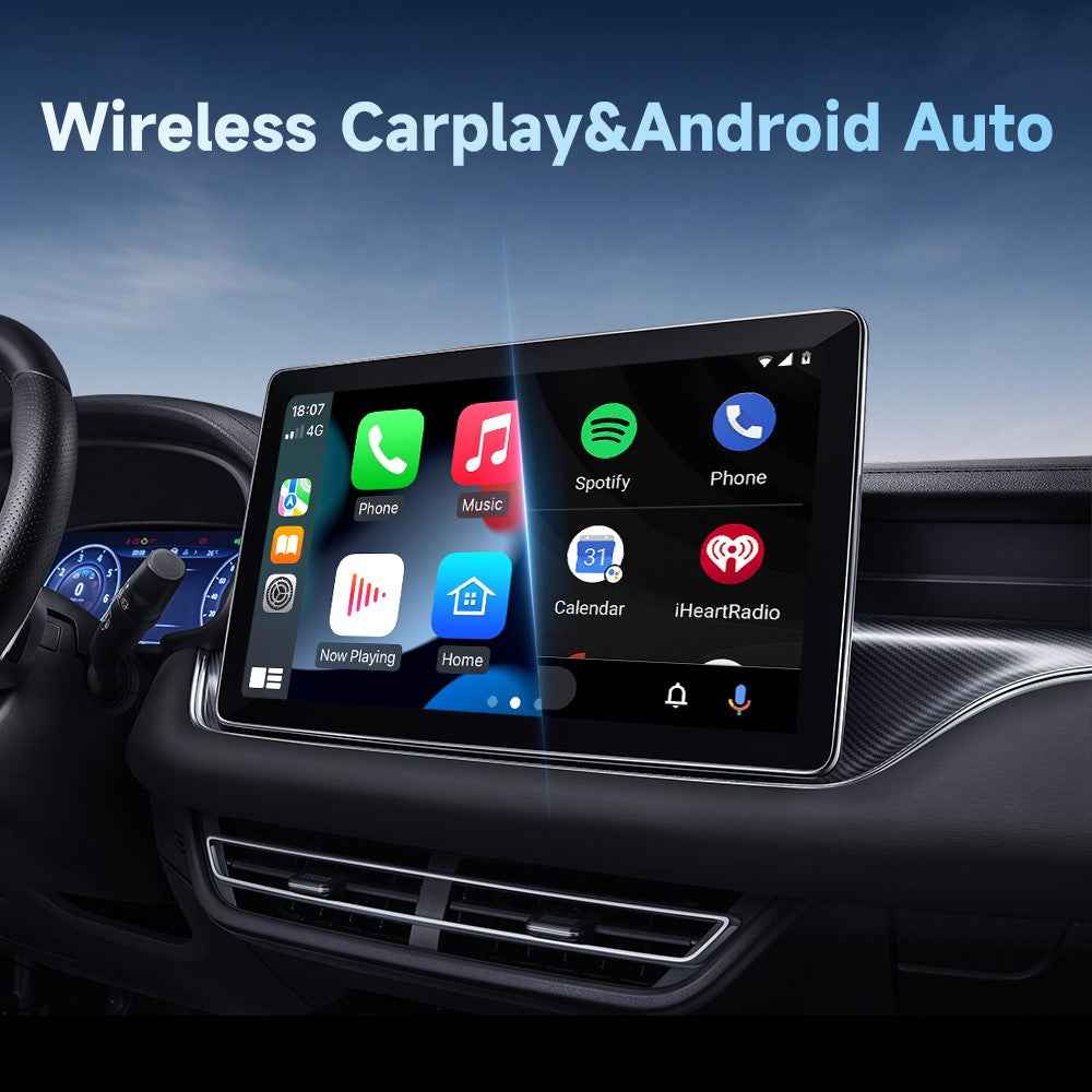 AB051E 2 in 1 CarPlay Android Auto Wireless Adapter Bluetooth-Compatible WiFi Connection USB Dongle - Rose Gold