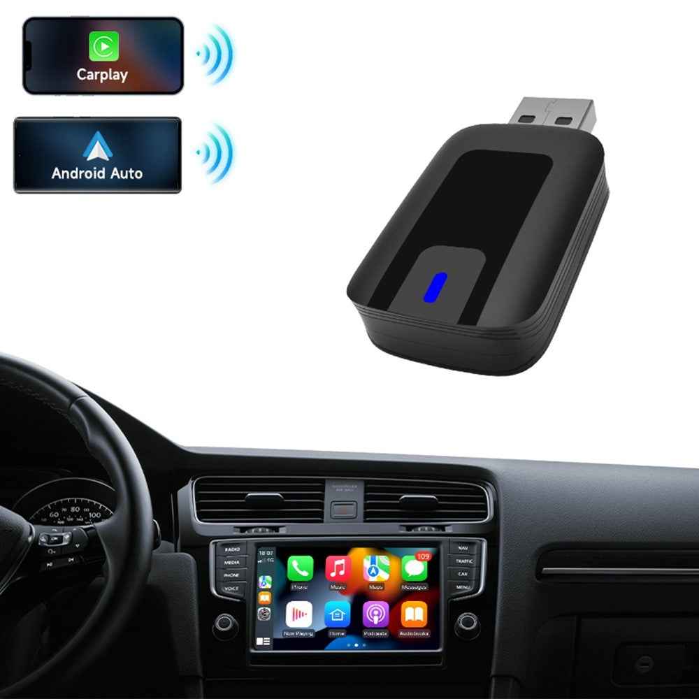 AB025-E CarPlay Android Auto 2 in 1 Wireless Adapter Bluetooth-Compatible WiFi Wired to Wireless Car Converter
