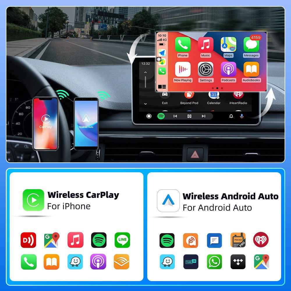 EC02 USB Mini Wired to Wireless CarPlay Box Android Auto 2 in 1 Car Connectivity Box - Black