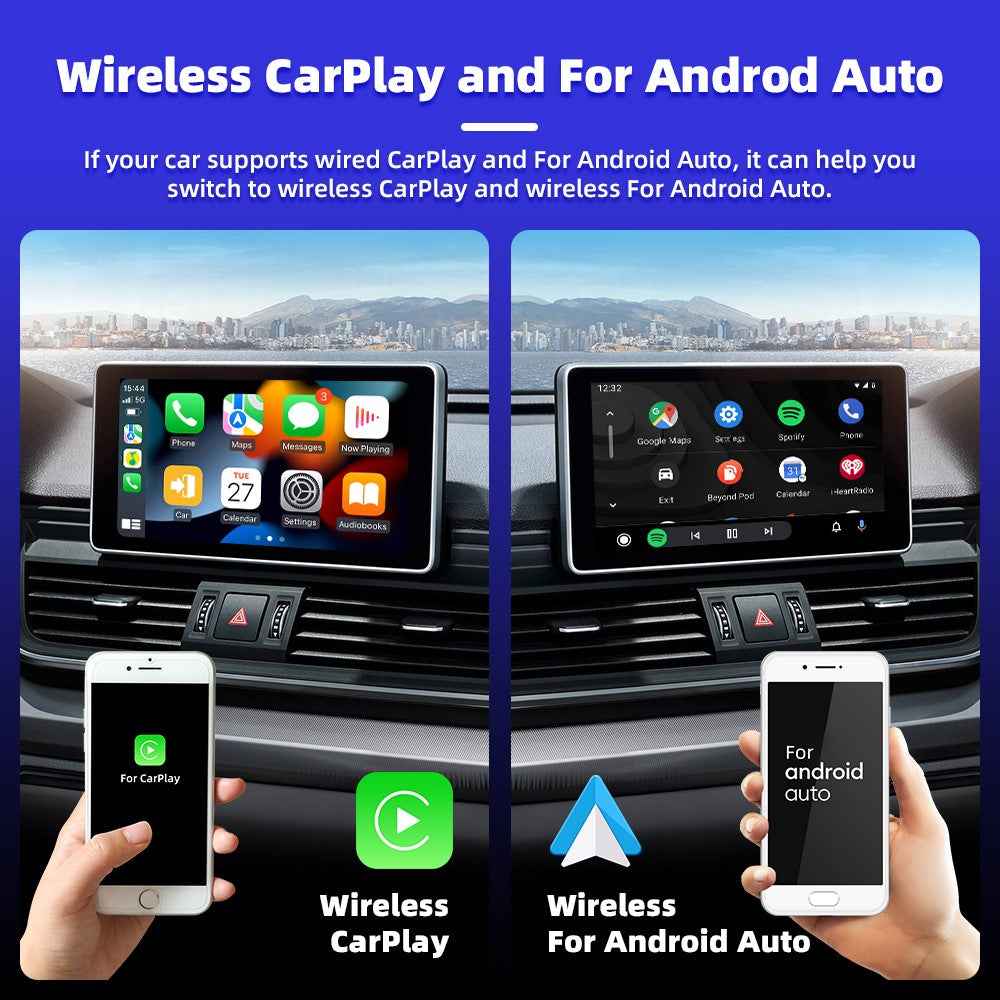 EC04 CarPlay Android Auto 2 in 1 Wireless Adapter Car Wired Systems Upgrade Smart Box - Black