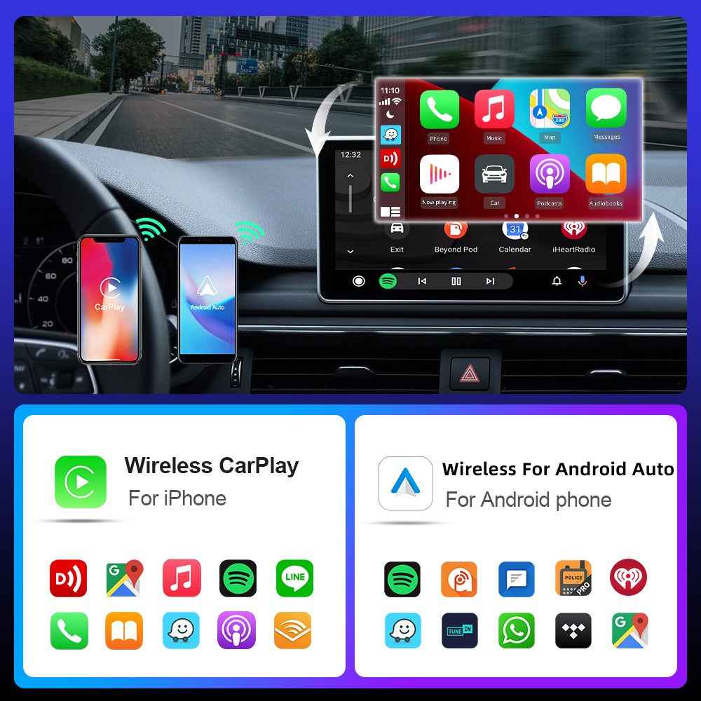 EC04 CarPlay Android Auto 2 in 1 Wireless Adapter Car Wired Systems Upgrade Smart Box - Black