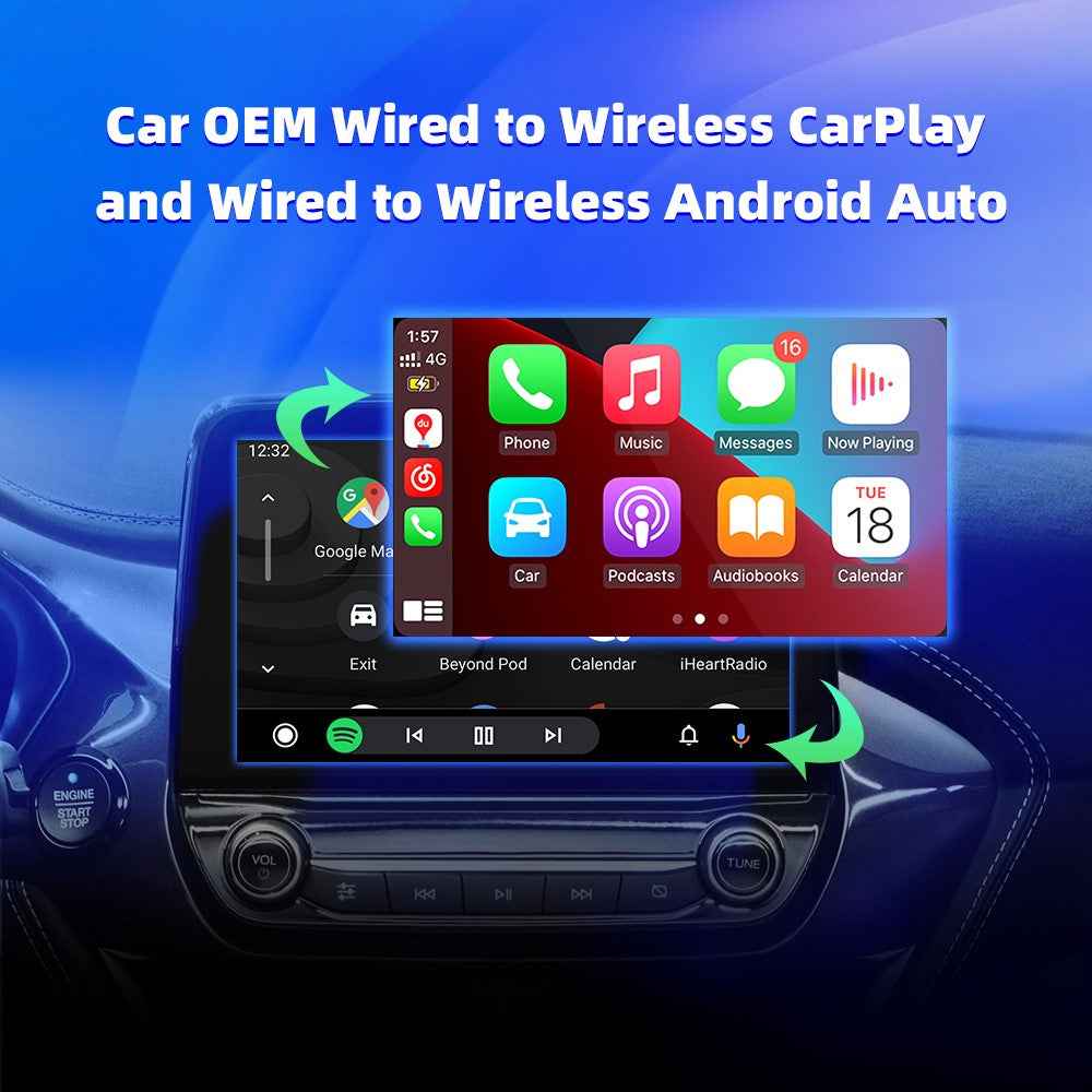 EC04-B Carplay Android Auto Wired to Wireless Adapter Car Converter Box