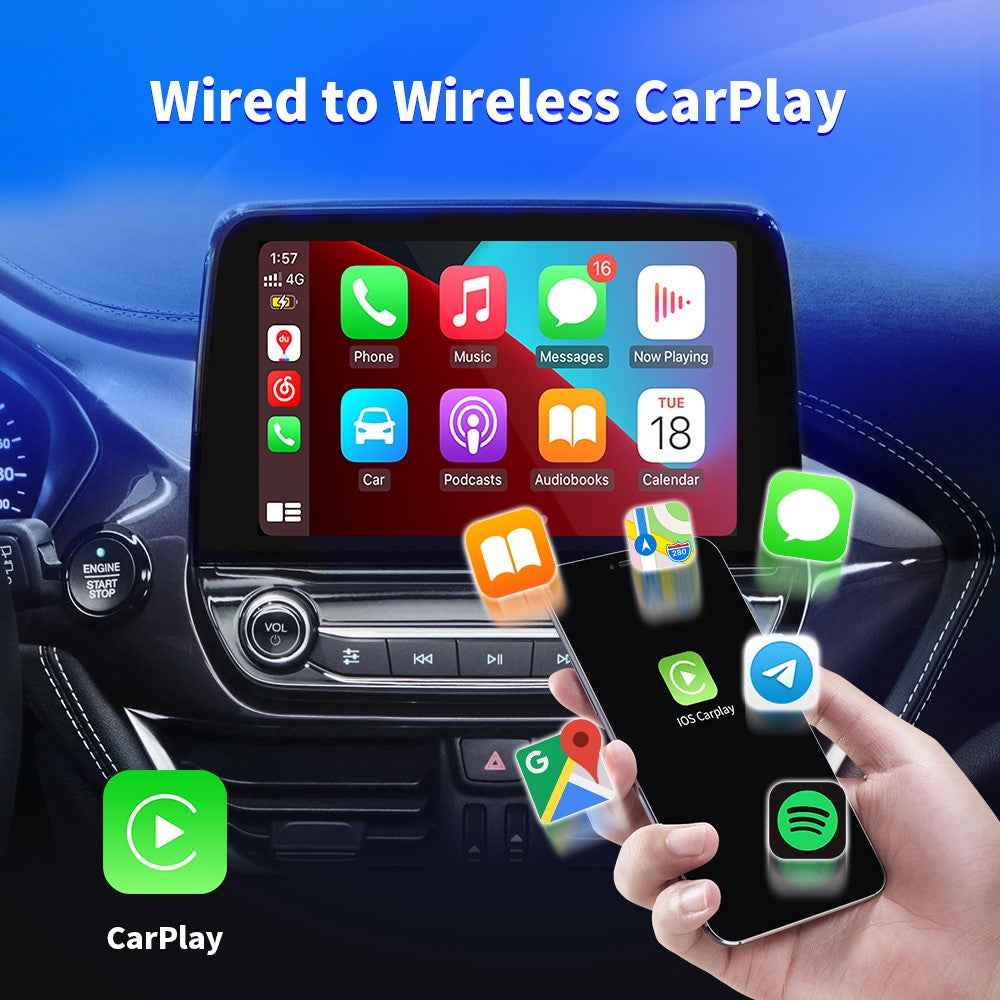 EC04-B Carplay Android Auto Wired to Wireless Adapter Car Converter Box