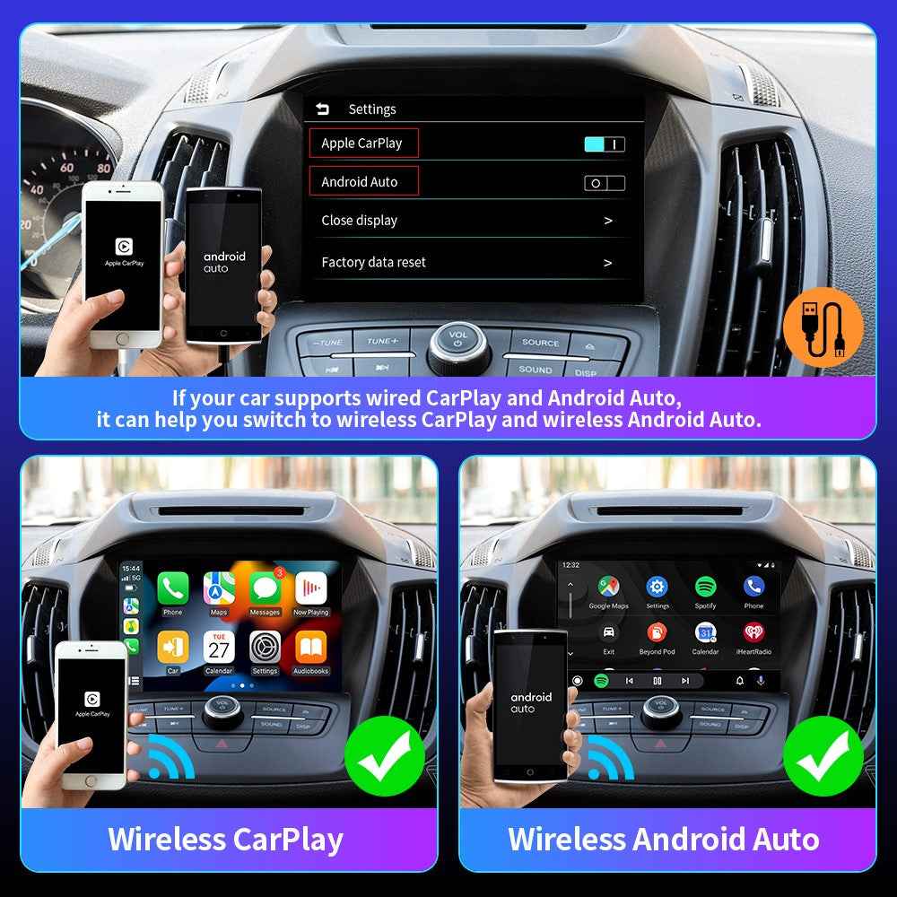 EC04-C Carplay / Android Auto Adapter Wired to Wireless Car Converter Smart Box