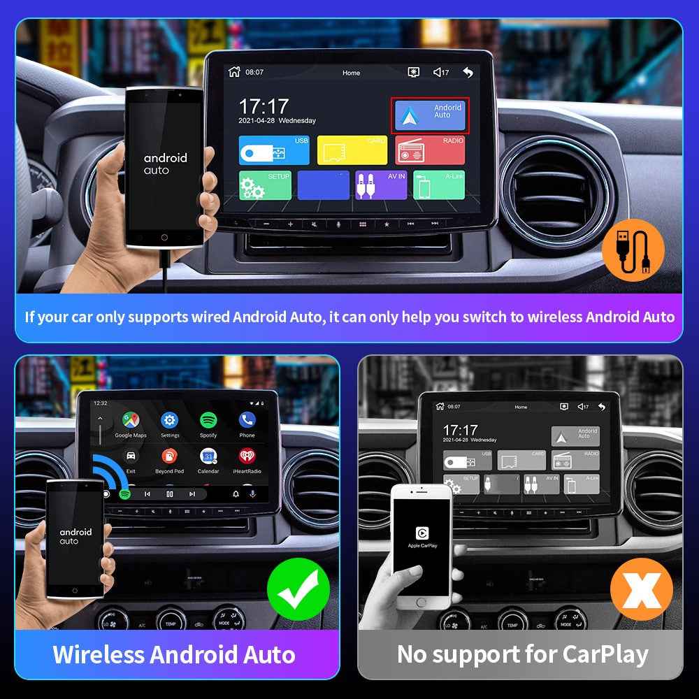 EC05-C CarPlay Android Auto Adapter Wired to Wireless Converter 2 in 1 Car Connectivity Box
