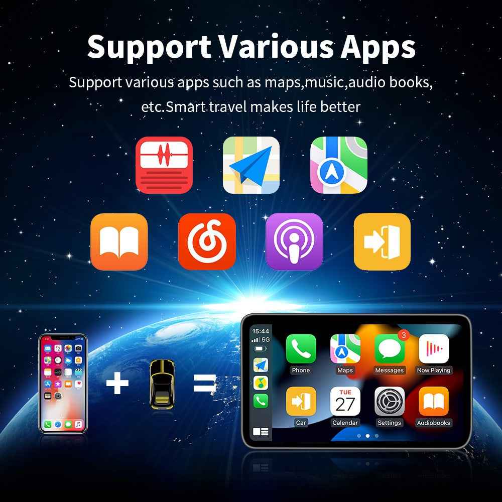 EC07Pro USB CarPlay Android Auto 2 in 1 Smart Box Wired to Wireless Car Connectivity Converter with Ambient Light