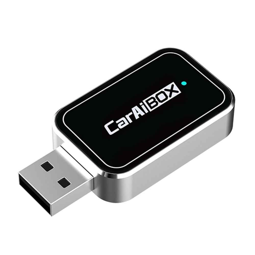 EC09-SI-C USB Mini Wired to Wireless CarPlay Android Auto Adapter 2 in 1 Car Connectivity Box - Silver