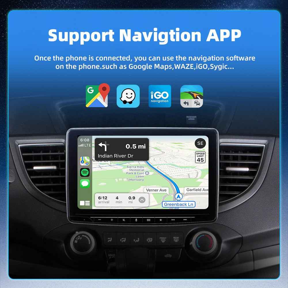 EC09-SI-C USB Mini Wired to Wireless CarPlay Android Auto Adapter 2 in 1 Car Connectivity Box - Silver