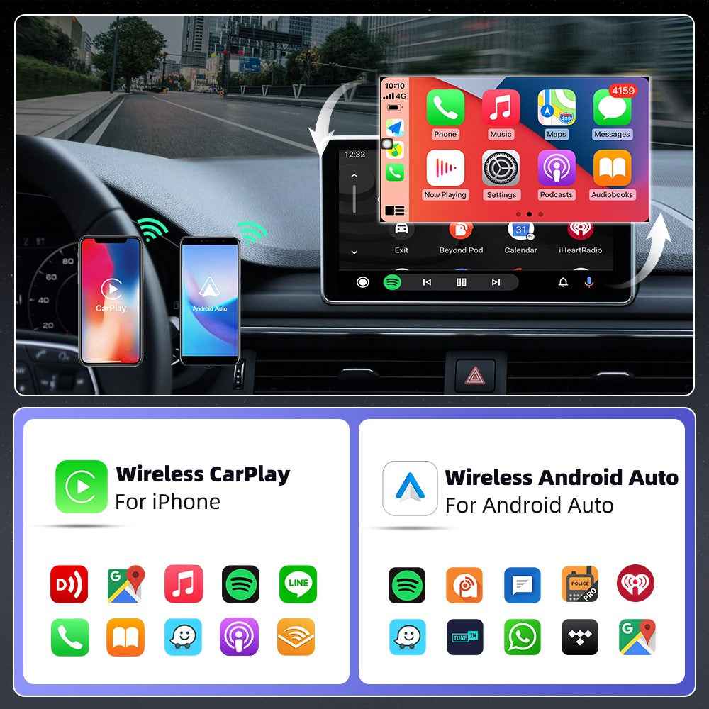 EC09-X-C Carplay Android Auto Box 2 in 1 Wired to Wireless Vehicle Connectivity Converter