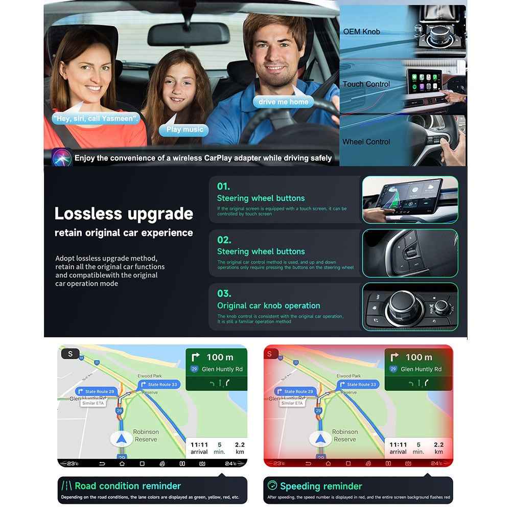 CarPlay Android Auto Wireless Adapter Mini USB Dongle with Lanyard 2 in 1 Car Connectivity Box