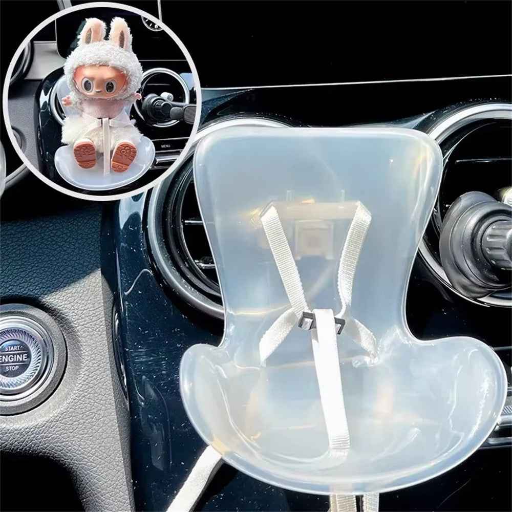 For Labubu Mini Plush Doll Safety Seat Car Air Outlet Mount Ornament Interior Decoration - Purple