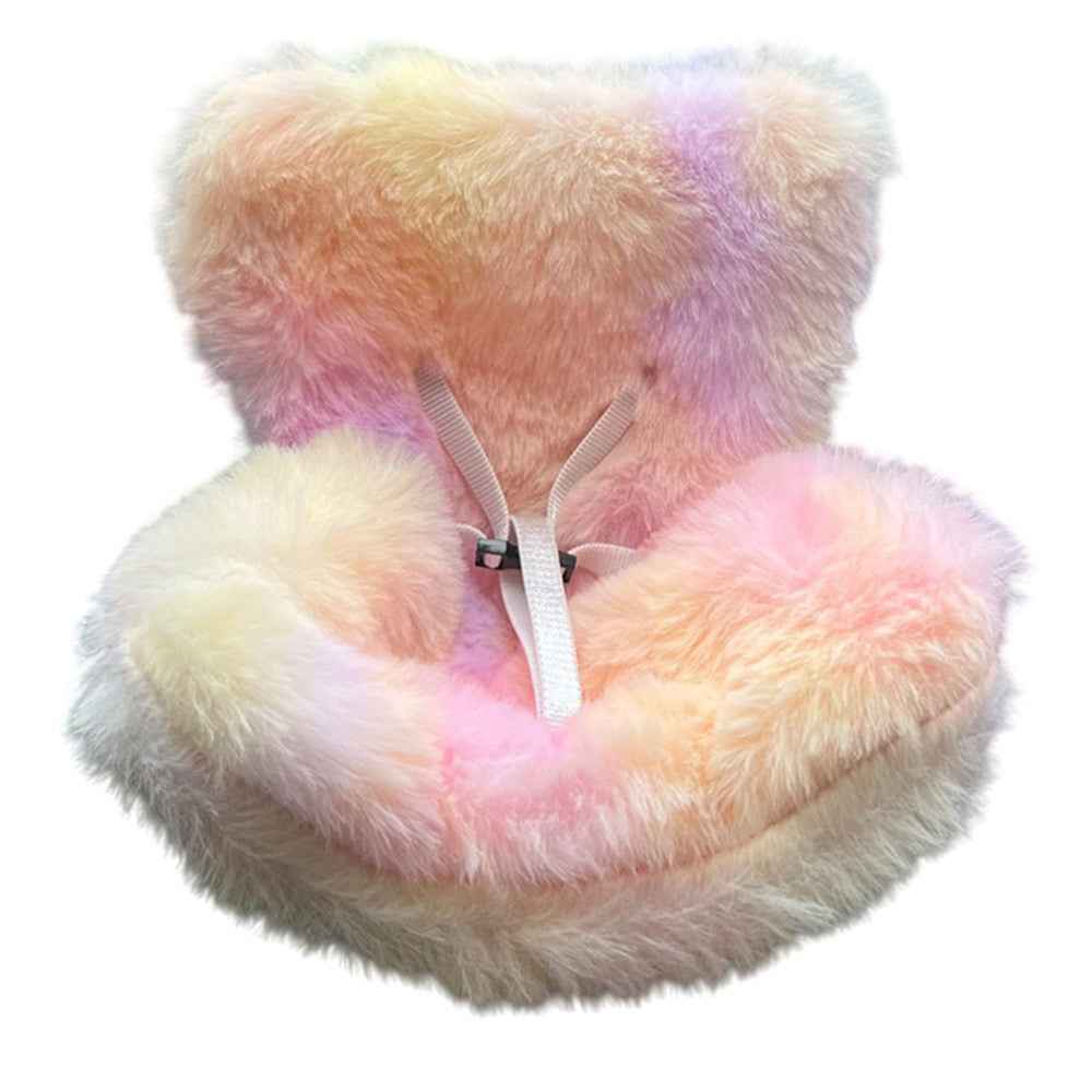 For Labubu Plush Doll Furry Car Vent Clip Holder Safety Seat 15-17cm Mini Figurines Display Stand - Pink+Yellow+Purple