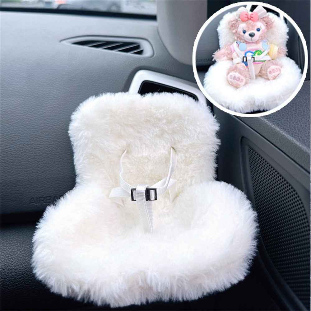 For Labubu Plush Doll Furry Car Vent Clip Holder Safety Seat 15-17cm Mini Figurines Display Stand - Pink+Yellow+Purple