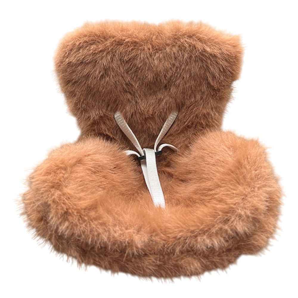 For Labubu Plush Doll Furry Car Vent Clip Holder Safety Seat 15-17cm Mini Figurines Display Stand - Coffee