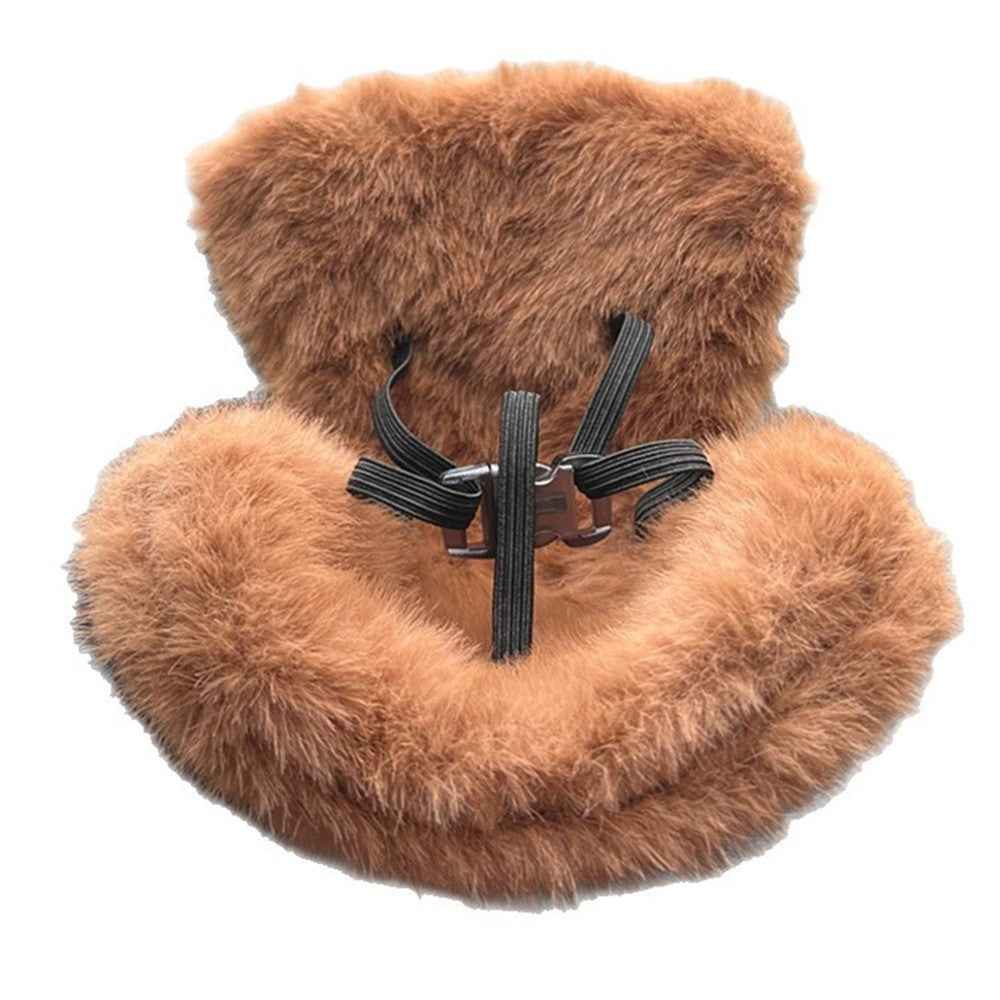 For Labubu Plush Doll Furry Car Vent Clip Holder Safety Seat 15-17cm Mini Figurines Display Stand - Coffee+Big Buckle