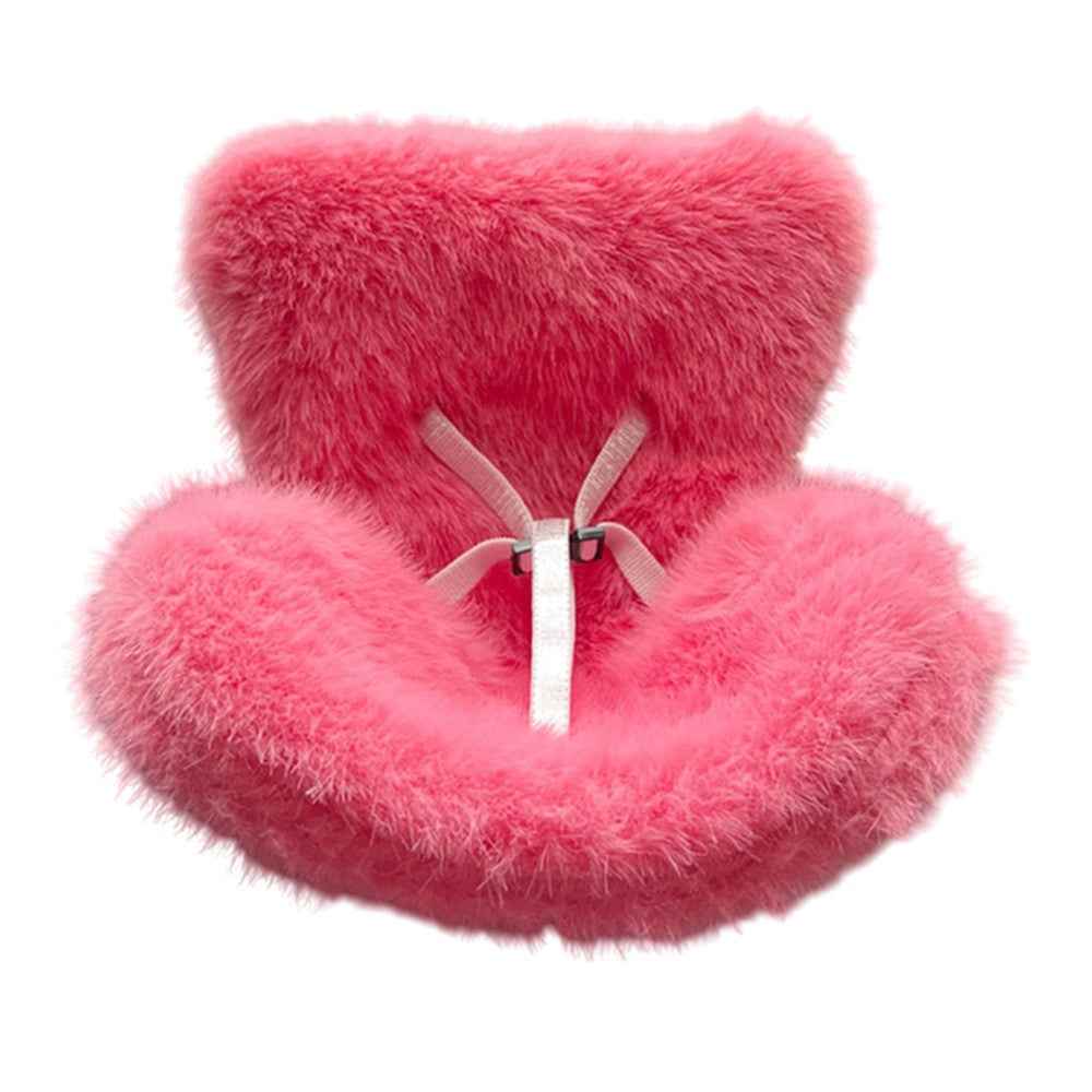 For Labubu Plush Doll Furry Car Vent Clip Holder Safety Seat 15-17cm Mini Figurines Display Stand - Watermelon Red