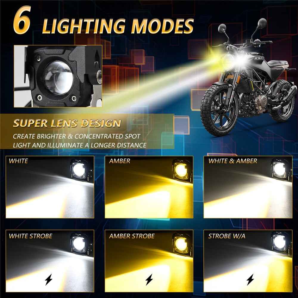 SK1 PRO 2Pcs 6 Modes LED Motorcycle Headlight High Low Beam Electric Bike Spotlight Headlamp