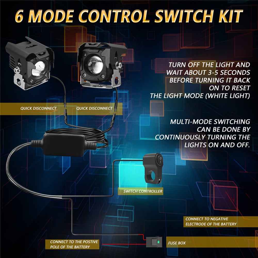 SK1 PRO 2Pcs 6 Modes LED Motorcycle Headlight High Low Beam Electric Bike Spotlight Headlamp
